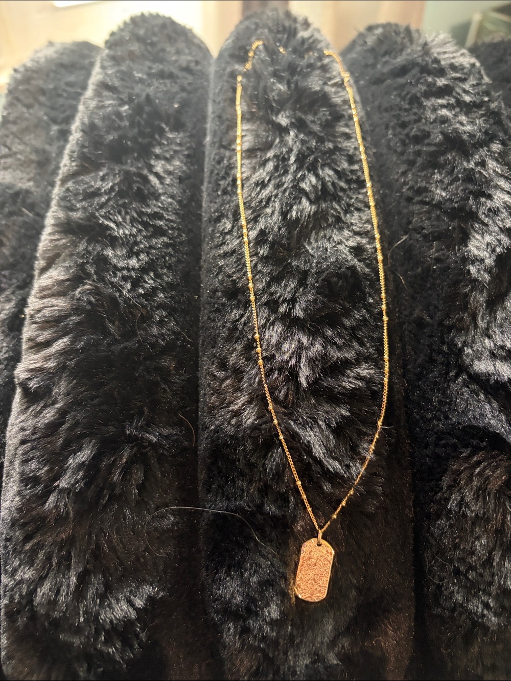 gorjana Necklace for Women - Elegant Textured Dog Tag Style with beaded chain.